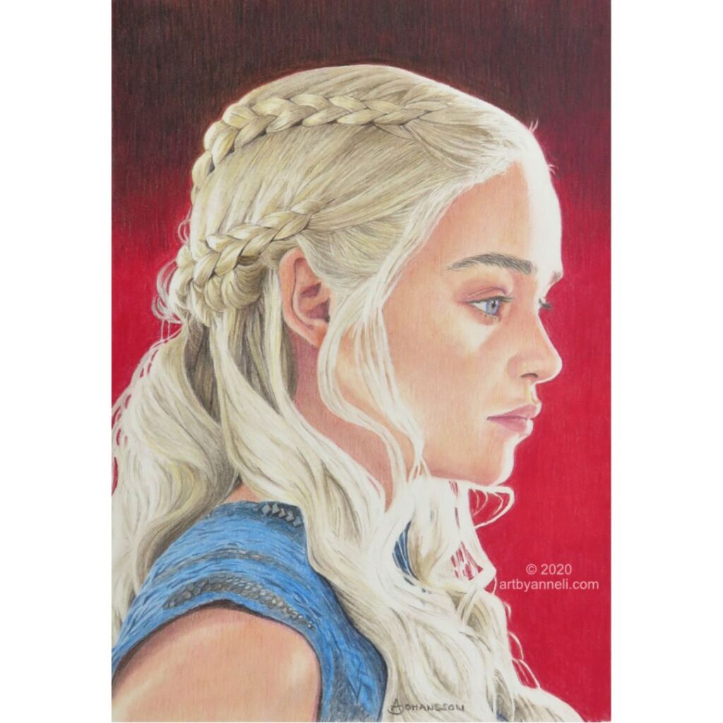 A drawing of Daenerys Targaryen, Game of thrones by Anneli Johansson