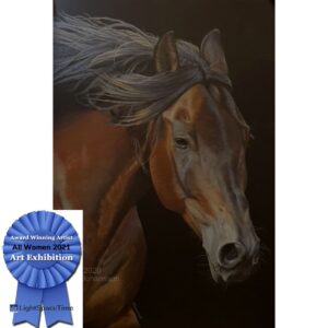 Bay horse colored pencil drawing